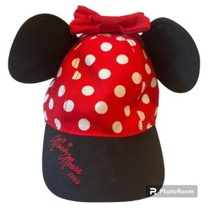 Disney minnie red polka dot white baseball cap hat youth size